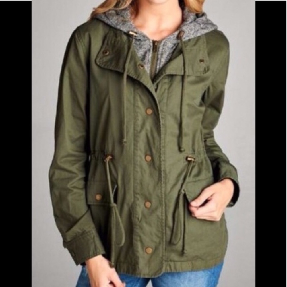 Layered fashion military style jacket